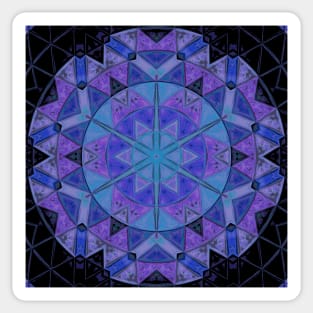 Mosaic Mandala Flower Blue and Purple Sticker